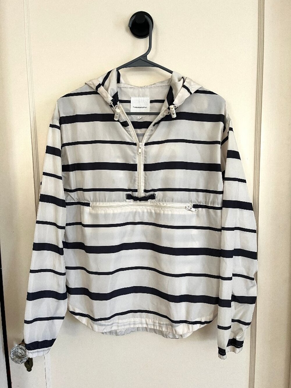 Thread & Supply Striped Womens 1/2 Zip Pullover Windbreaker Rain Jacket_Size S